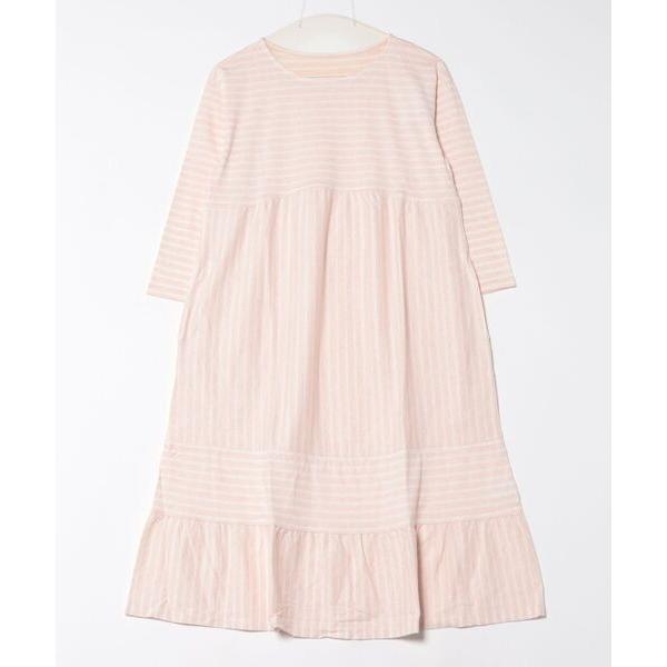 ルームウェア 部屋着 キッドブルー -２５コンビボーダー天竺 -8分袖ワンピース -KRBR536 ...