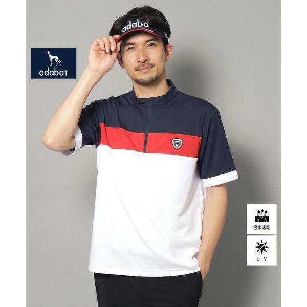 tシャツ 「新レーベル ADABAT NAVY」UVカット/吸水速乾 ドライハーフジッププルオーバー...