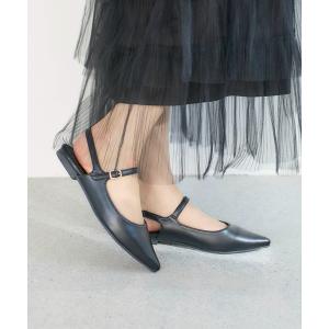 パンプス ポインテッドトゥバックベルトパンプス