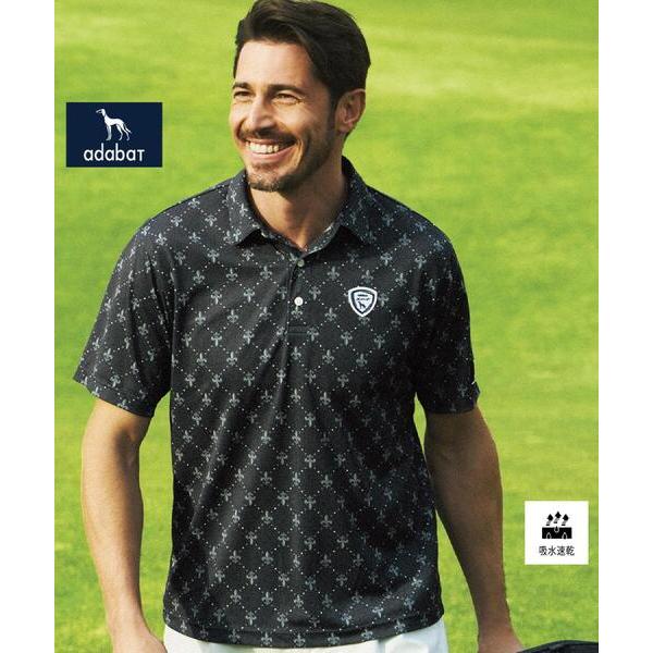 ポロシャツ 「新レーベル ADABAT NAVY」吸水速乾 フルールドリスポロシャツ メンズ