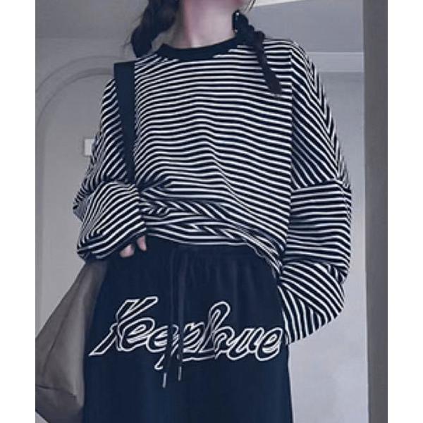 tシャツ 「aimoha KIDS」ボーダー柄 オーバーサイズロングTシャツ キッズ 子供服 男の子...