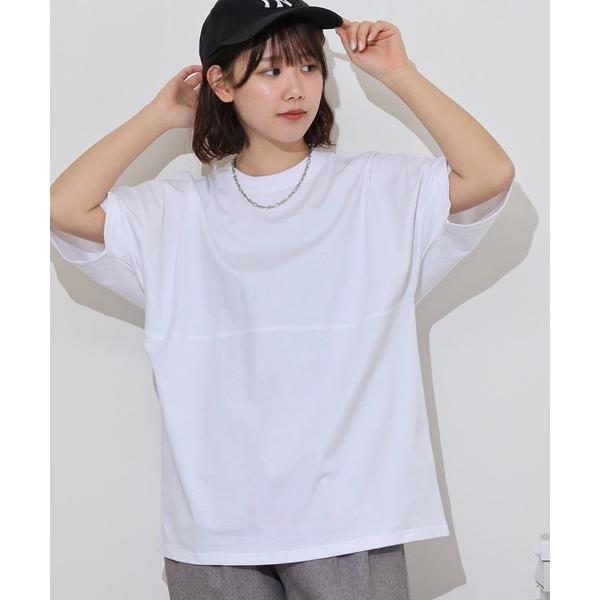 tシャツ オーバーサイズヘビーウエイト無地切り替えTシャツ メンズ レディース