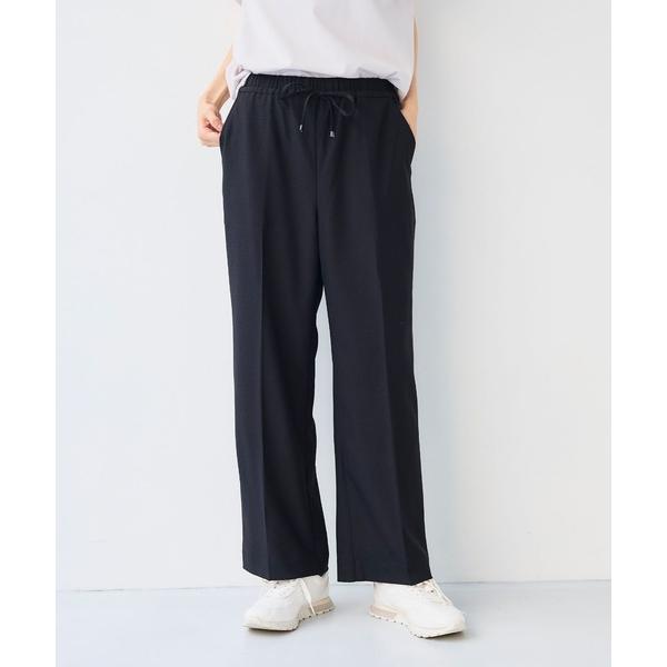 スラックス パンツ 「シワになりにくい」エブ楽 リネンライクイージーワイドフレアパンツ「CF/クロス...