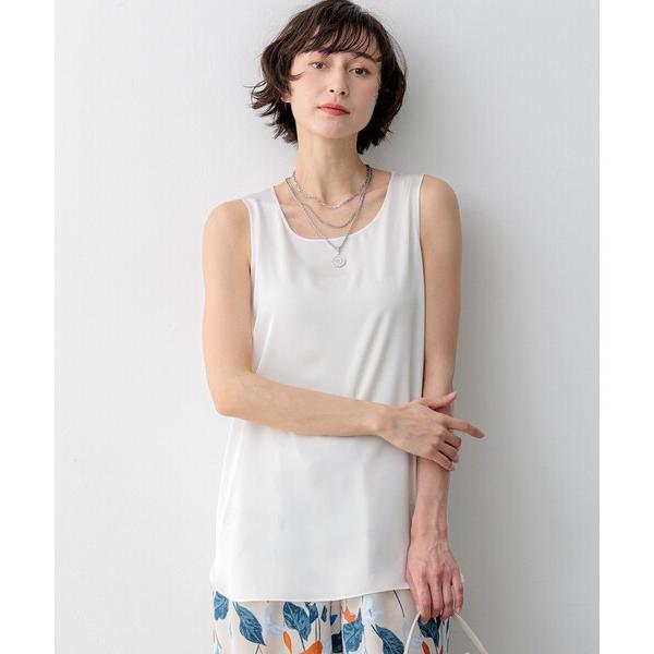 タンクトップ ノースリーブ ミスティサテン タンクトップ レディース