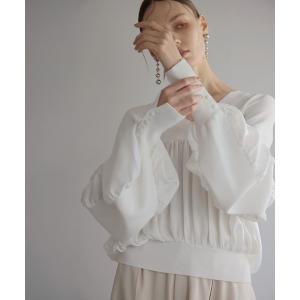 tシャツ Volume Gather MIx Knit Tops レディース