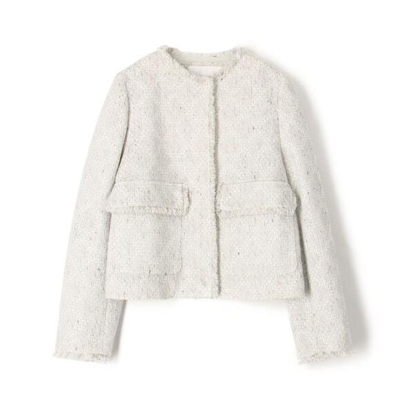 ジャケット ノーカラージャケット Lychee クルーネックジャケット レディース