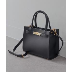 ハンドバッグ 「GIANNI NOTARO」レザースクエア 金具ベルトバンドバッグ 518