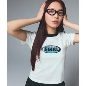 tシャツ GRADATION GLITTER OVAL LOGO S/S BABY TEE レディース