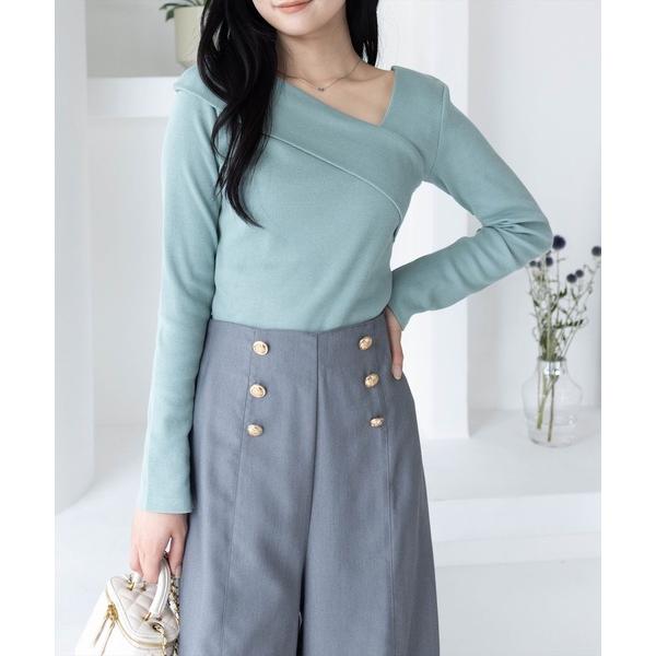 tシャツ 袖スッリトクロスリブカットソー 「大人 カジュアル 着回し力抜群」「再入荷」 レディース