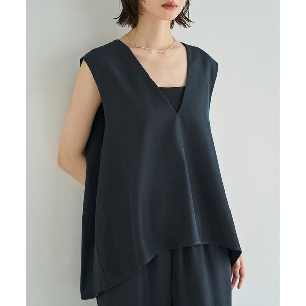 ベスト ジレ Vネックツイルベスト レディース