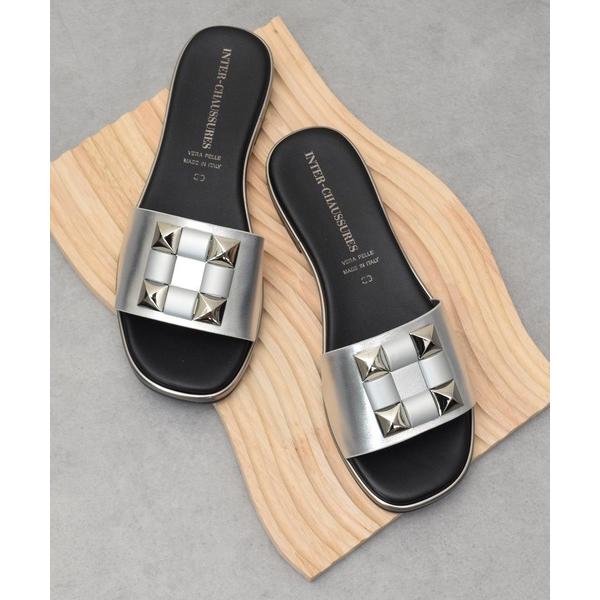 サンダル 「INTER-CHAUSSURES」オーナメントフラットスライドサンダル(I52200) ...