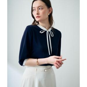 ブラウス シャツ ZOZO限定  配色リボンブラウス レディース
