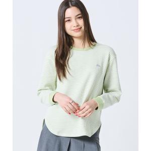 ラコステ tシャツ ラウンドヘム 配色リブカラー ワッフルボーダーロングスリーブTシャツ レディース