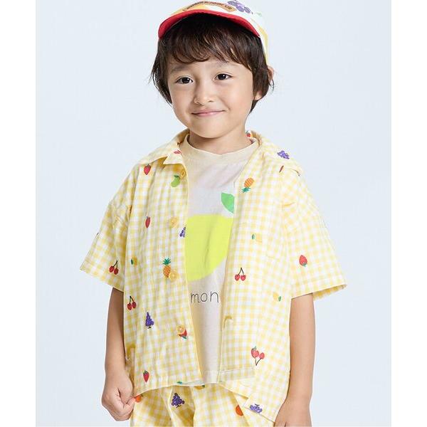 tシャツ 色々フルーツとベジタブル切り絵プリント半袖Tシャツ キッズ 子供服 男の子 女の子