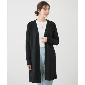カーディガン リブ切替ロングカーディガン レディース