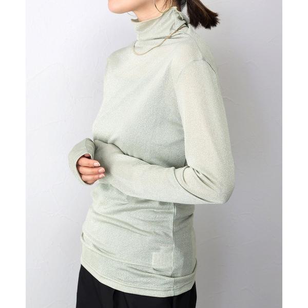 tシャツ ハイネックラメ混シアープルオーバー レディース