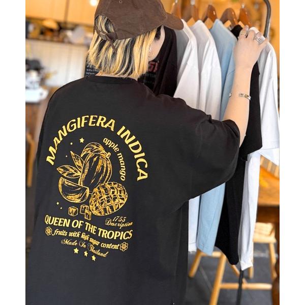 tシャツ 「JaVaジャバコラボ」周りと差がつくアート感。綿100％ タイトロピカルフルーツ柄ビッグ...