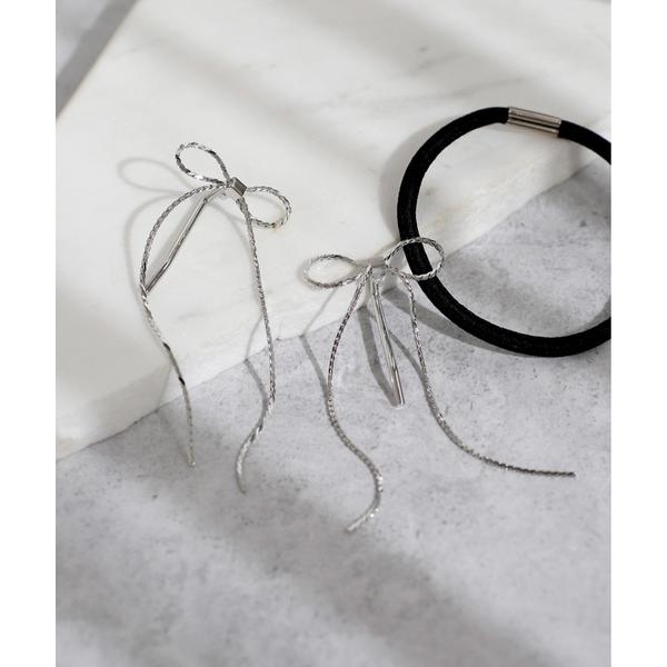 ヘアゴム 「オンライン限定」チェーンリボンポニーフック「2個セット」