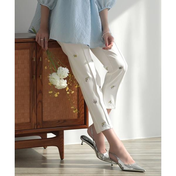 パンツ フラワー刺繍パンツ レディース