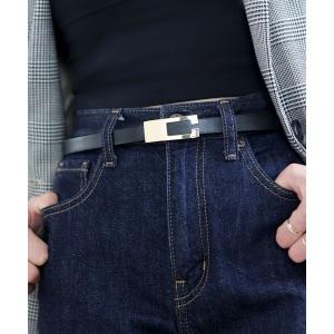 ベルト Cバックルレザータッチナローベルト レディース