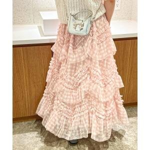 スカート 「新色追加」ギンガムチェック段フリルスカート