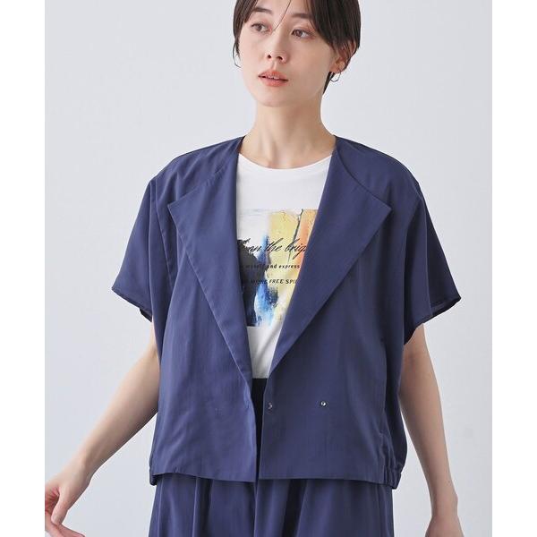 ジャケット テーラードジャケット 「通気性撥水／UVケア」フレンチスリーブ ブラウスライクジャケット...