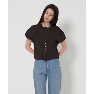 カーディガン 「EMMEL REFINES」EM ジャカード パフスリーブ カーディガン レディース