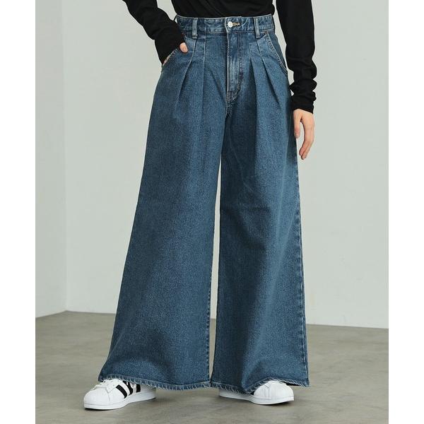 ワイドパンツ ジーンズ デニム デニムパンツ essentials タックヴィンテージワイドデニムパ...