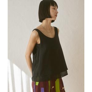 hunch（ハンチ） タンクトップ ノースリーブ チュールレイヤード リブ