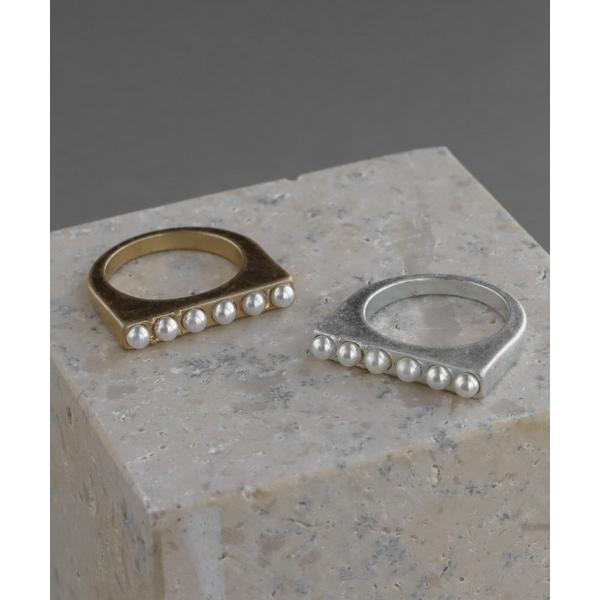 指輪 リング つや消しパールスクエアリング レディース