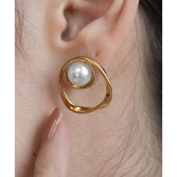 ピアス 金属アレルギー対応 ニュアンススクエアパールピアス レディース