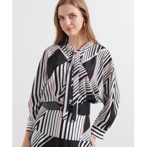 ブラウス シャツ トライアングルボーダープリントブラウス レディース