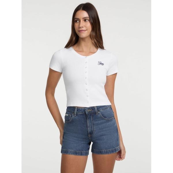 tシャツ GUESS JEANS Sl Cn Snap Embro Slim Top 半袖 シャツ ...