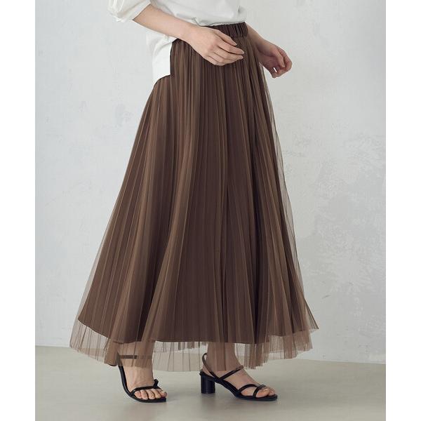 スカート 「リバーシブル」ポリエステルチュール　プリーツスカート