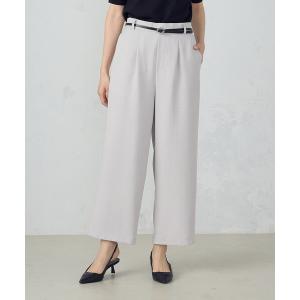 パンツ 「美しいベーシックパンツ」麻調ワイドパンツ レディース