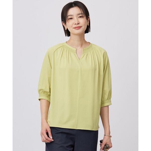 tシャツ 「洗える」トリコットバイオ シャーリング カットソー レディース