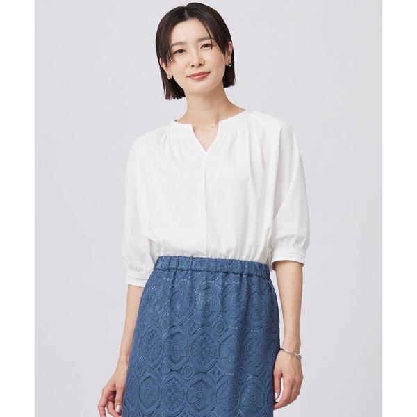 tシャツ 「洗える」トリコットバイオ スモッキング カットソー レディース