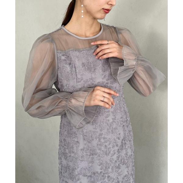 ドレス ラウンドネックシアーロングワンピース ドレス