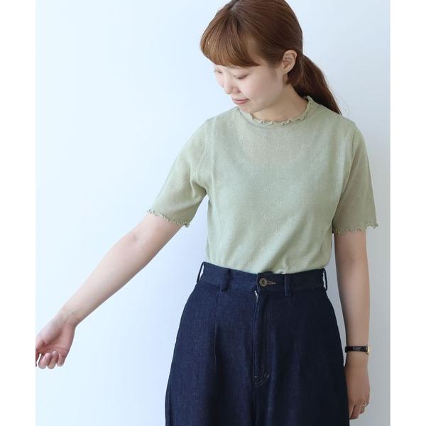 tシャツ hana×mesh ジャガード ハイネック半袖プルオーバー レディース