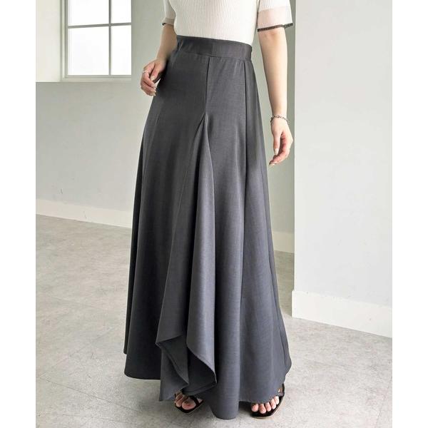 スカート ラッフルフリルフレアロングスカート