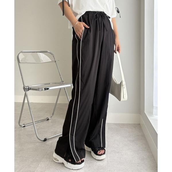 パンツ 「FIRSTMOODコラボ」裾スリットダブルラインナイロンイージーパンツ レディース