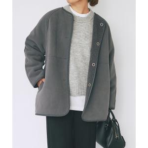 「un dix cors」 ノーカラーコート FREE チャコールグレー レディース