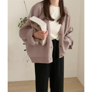 「AMOUR BOX」 ニットカーディガン MEDIUM モカ レディース