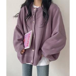 「AMOUR BOX」 ニットカーディガン MEDIUM パープル レディース