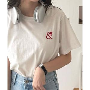 tシャツ 半袖 「S-XLサイズ展開」夏コーデのマストアイテム！綿100％ハート刺繍ワンポイントＴシャツ レディース