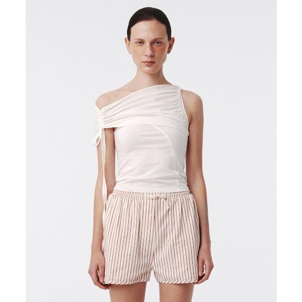 タンクトップ ノースリーブ Kijun/キジュン Shirring One Shoulder Top...