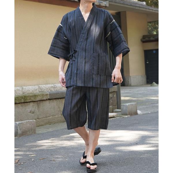 浴衣 25SS 縞しじら織り甚平 上下セット メンズ