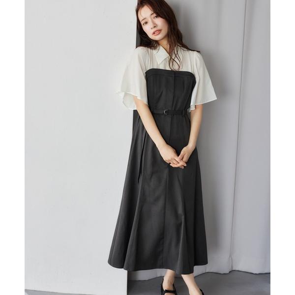 ワンピース 「追加1」フレアスリーブドッキングワンピース  328280