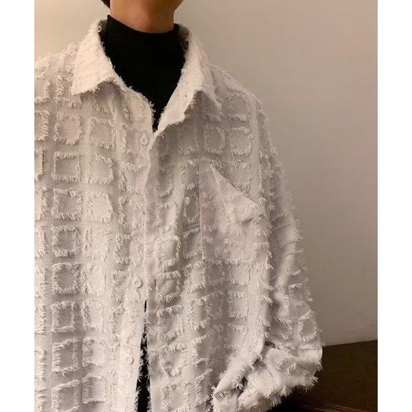 シャツ ビッグシルエットチェック テクスチャー シャツ メンズ レディース