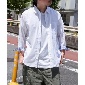 7分袖リネンMIX無地シャツ メンズ